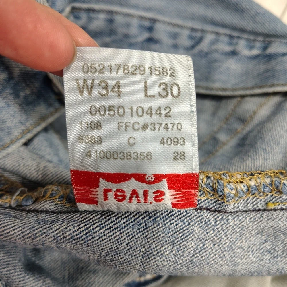 Levi's 501 Original Fit Jeans Men 34x30 Light Wash Blue Straight Streetwear 2008